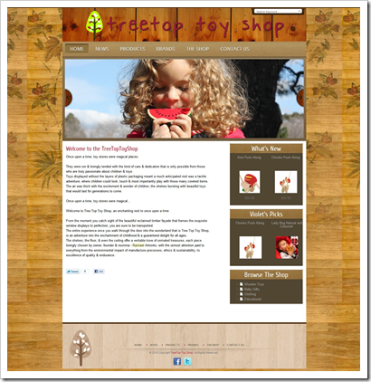 TreeTop Toy Shop Home Page