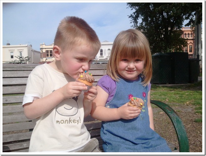 Eating cup cakes in Williamstown