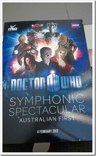 The program for the Doctor Who Symphonic Spectacular in Melbourne, 4 February 2013