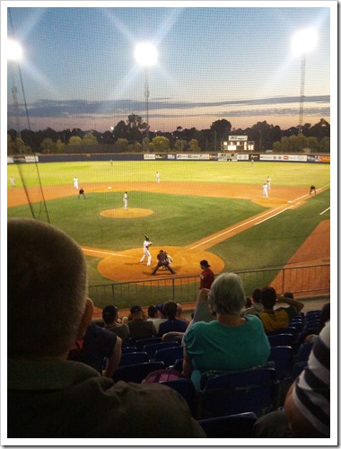 Baseball game in progress at Melbourne Ball Park