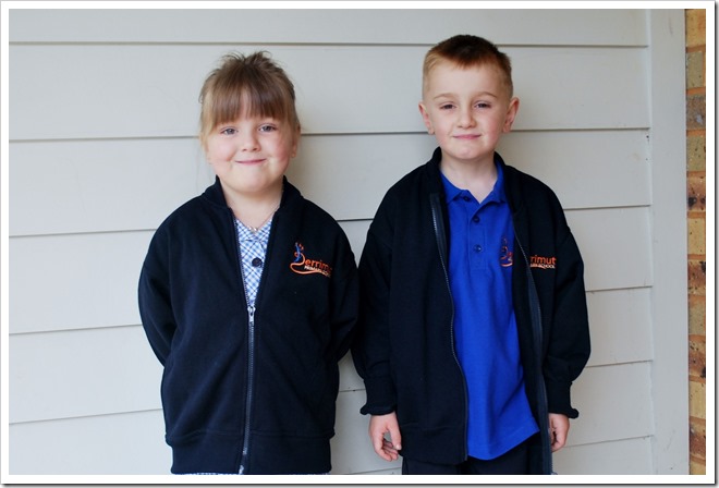 Kennedy and Henry Malloy, ready for their first day at school.
