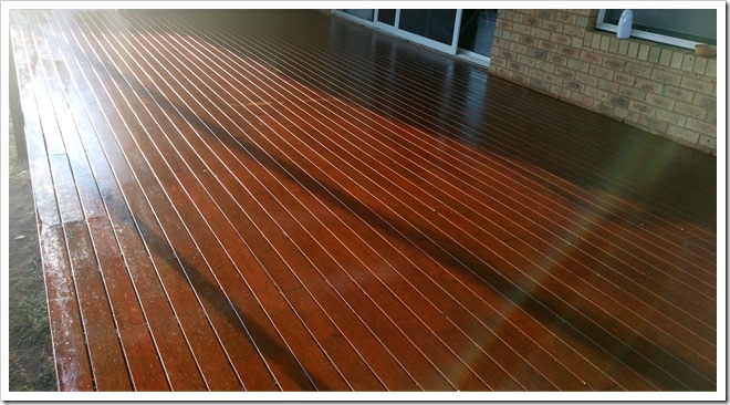 Freshly oiled deck.